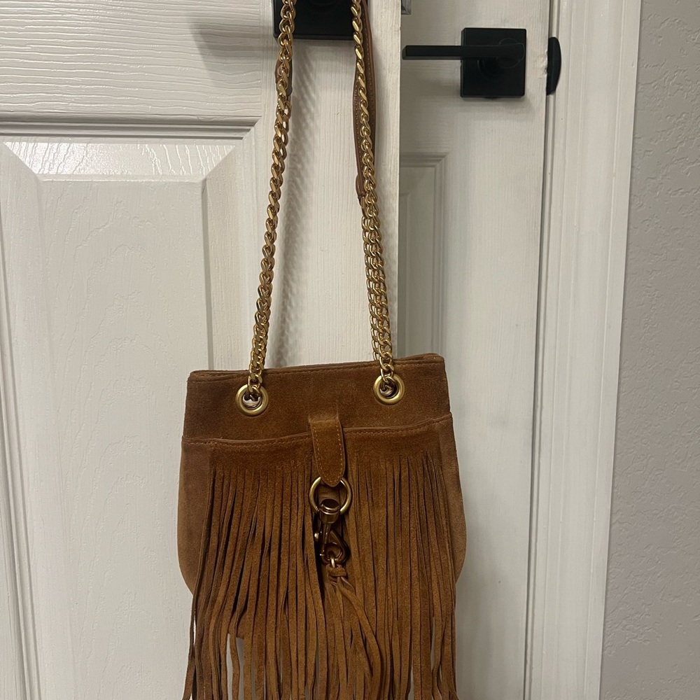 Rebecca Minkoff Tan Suede Fringe Crossbody Bag